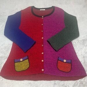 Margaret‎ Winters Cardigan Tunic Sweater Colorblock Lagenlook Artsy Women’s XL